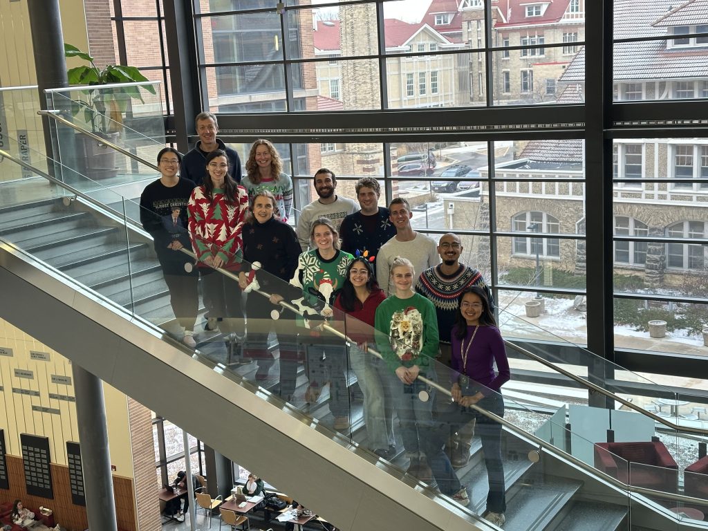 group photo in festive sweaters